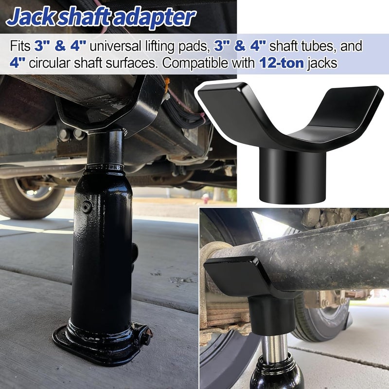 LVACODV Bottle Jack Adapter for RV, Trailer & Truck – Fits 2", 3", 4" Round & Square Shaft Tubes, Heavy Duty Bottle Jack Buddy with Lifting Saddle, Up to 12-Ton Capacity - Image 2